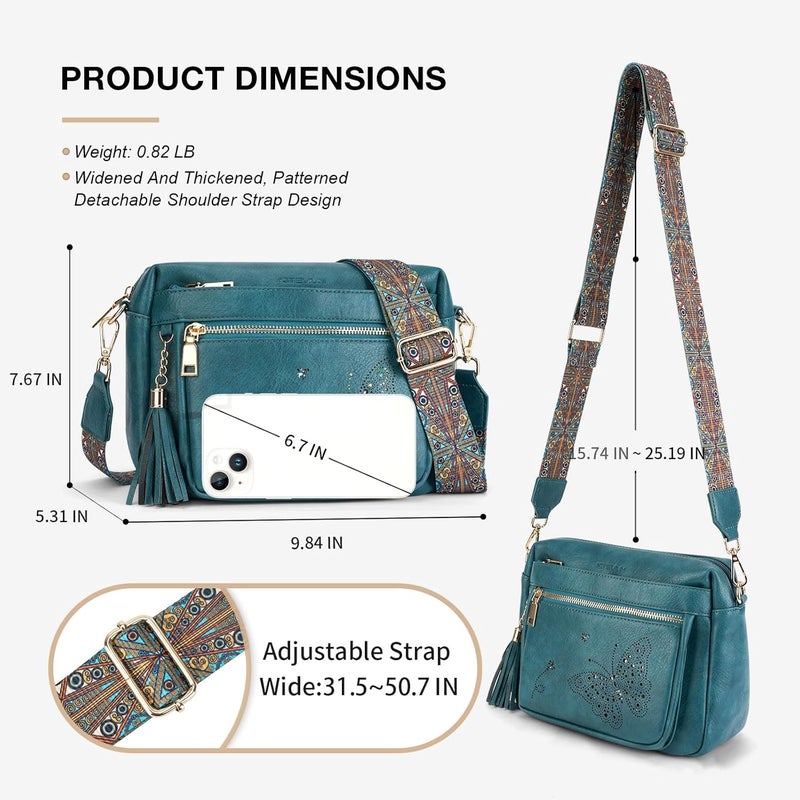 KITEVIUN حقائب كروس بودي للنساء حقيبة جلدية عصرية بتصميم فراشة - Image 4